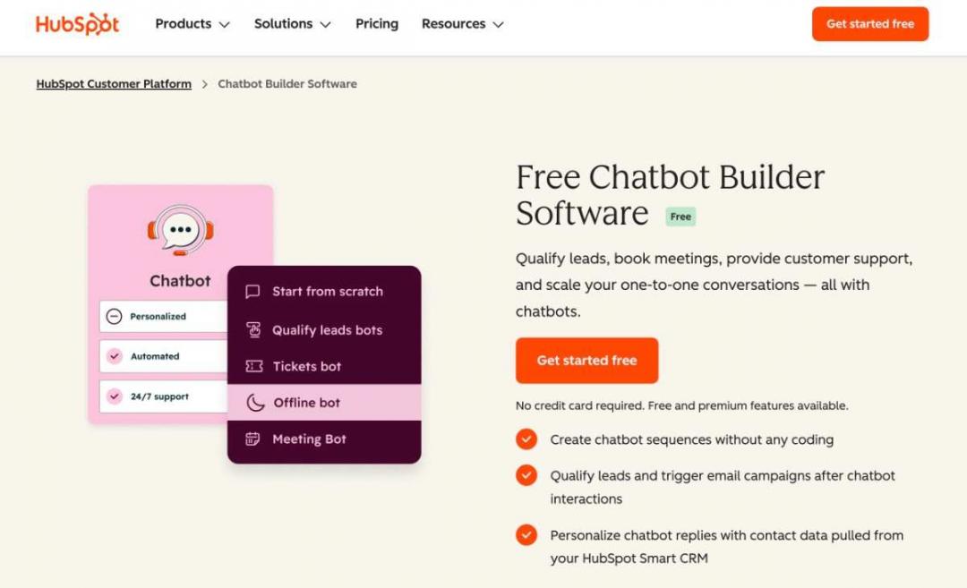 HubSpot chatbot builder