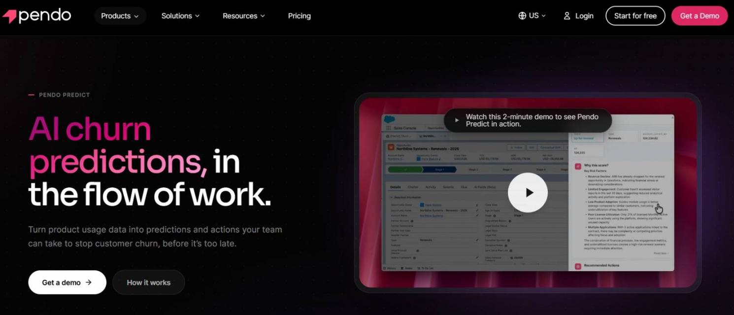 Pendo Predict home page